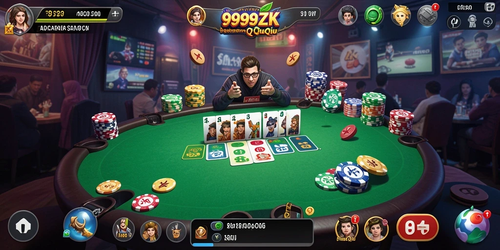 Screenshot gameplay <strong>999ZK</strong> yang menampilkan momen seru permainan QiuQiu.