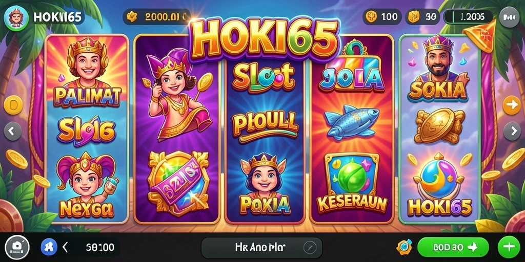 Tampilan game Slot HOKI65 dengan fitur bonus menarik dan grafis memukau.