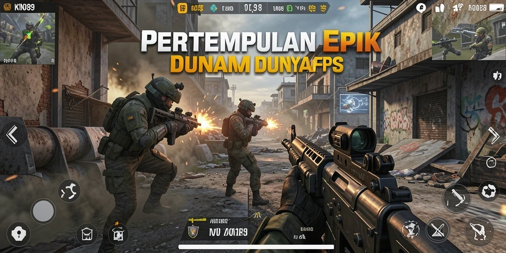 Screenshot KNO89 menampilkan pertempuran seru dengan aksi tembak-menembak yang intens.