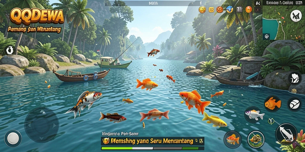 Tangkapan ikan berwarna-warni dalam permainan QQDEWA.