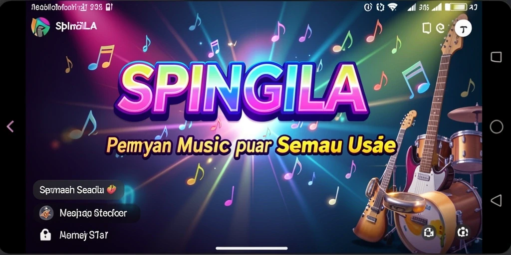 Screenshot gameplay SPINGILA menampilkan aksi menyenangkan bermain musik.