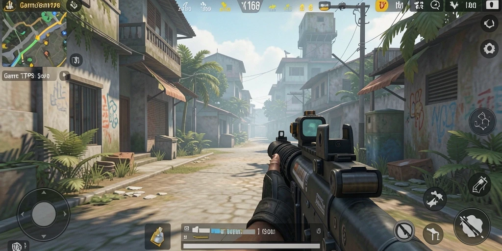 Screenshot utama X168 menunjukkan aksi intens di battlefield TPS.